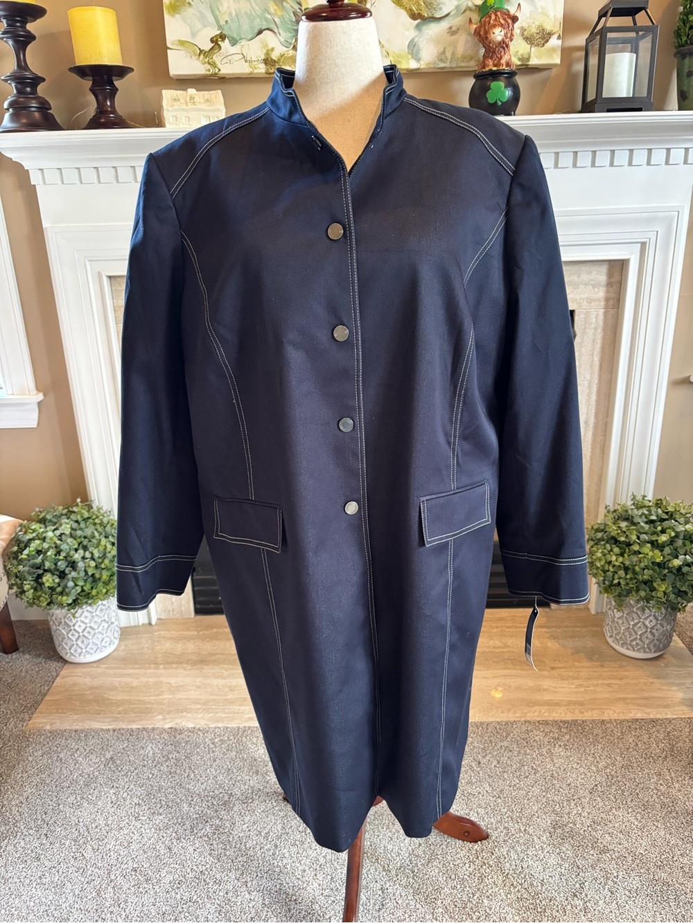 *NEW* Women’s Tahari Full Length Button Jacket - Cotton Blend - Size 24W - Navy